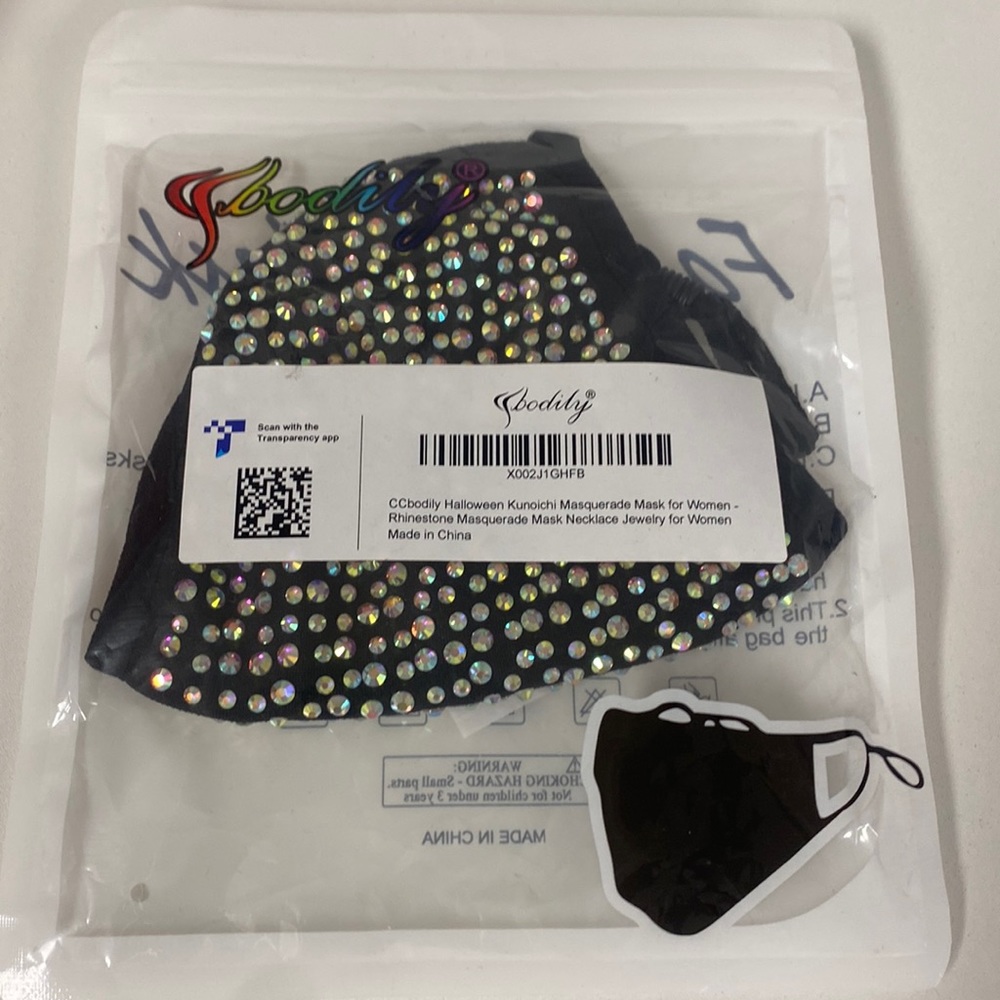 Brand new black and rhinestone mask